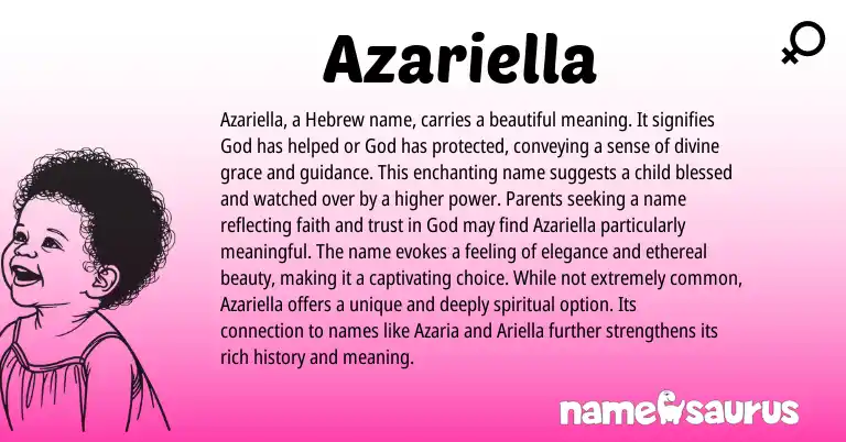 Infographic about Azariella name meaning, Azariella is a name from Hebrew origin(s).