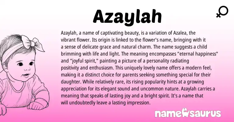 Infographic about Azaylah name meaning, Azaylah is a name from Other origin(s).
