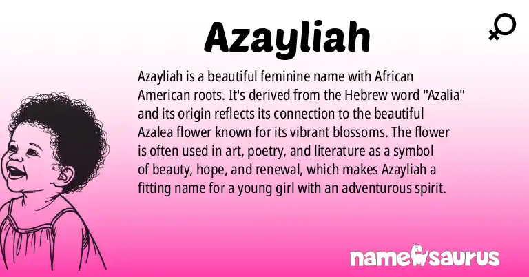 Infographic about Azayliah name meaning, Azayliah is a name from African American origin(s).