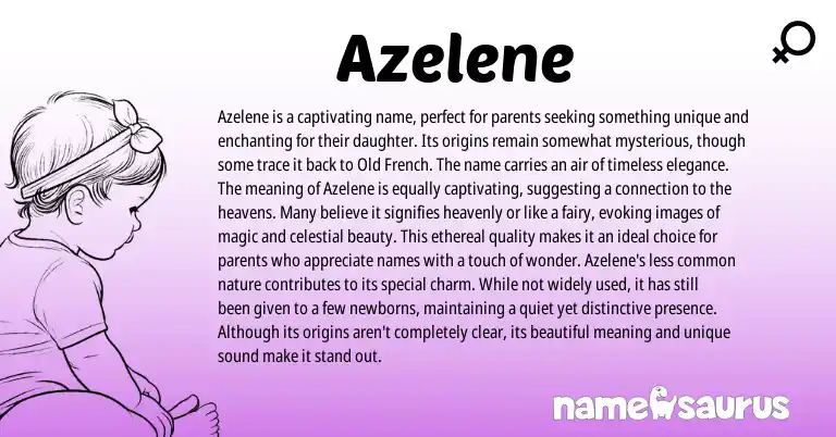 Infographic about Azelene name meaning, Azelene is a name from French origin(s).