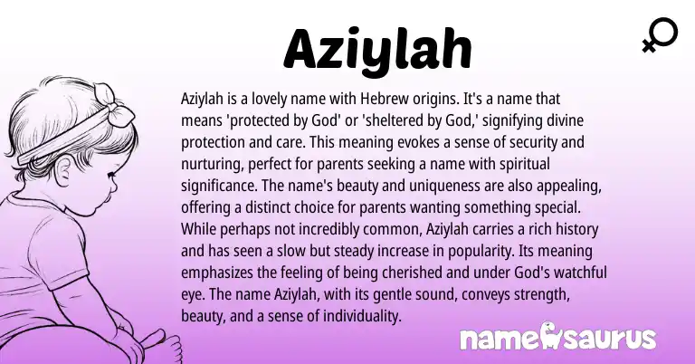 Infographic about Aziylah name meaning, Aziylah is a name from Hebrew origin(s).