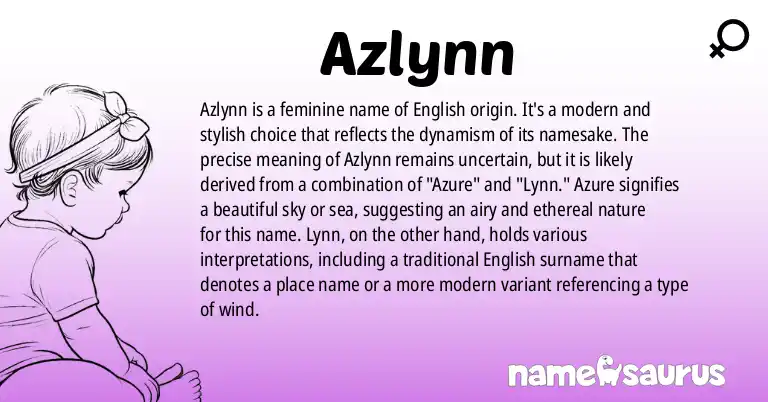 Infographic about Azlynn name meaning, Azlynn is a name from English origin(s).