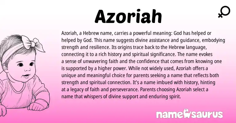 Infographic about Azoriah name meaning, Azoriah is a name from Hebrew origin(s).