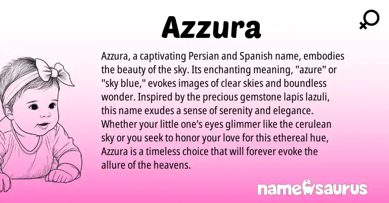Infographic about Azzura name meaning, Azzura is a name from Spanish, Persian origin(s).
