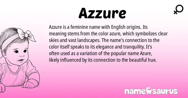 Infographic about Azzure name meaning, Azzure is a name from English origin(s).