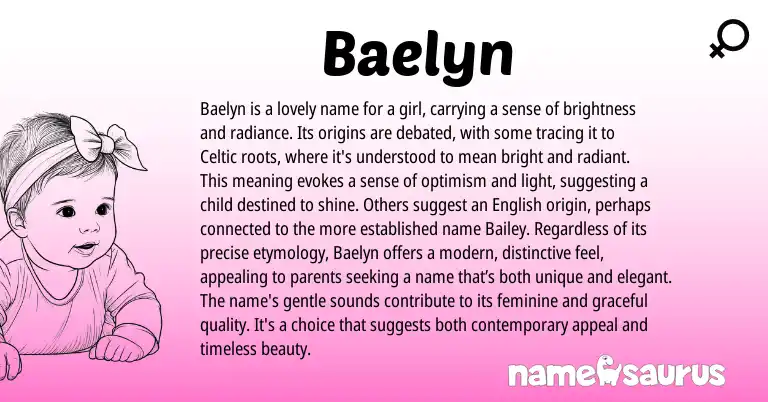 Infographic about Baelyn name meaning, Baelyn is a name from Celtic origin(s).