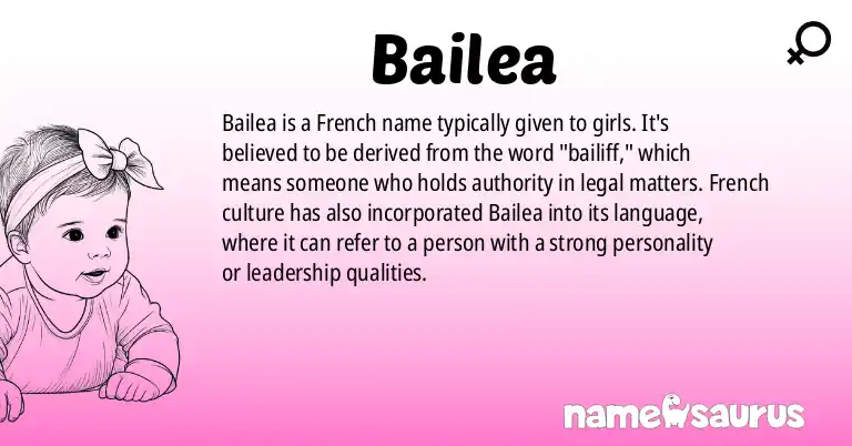 Infographic about Bailea name meaning, Bailea is a name from French origin(s).