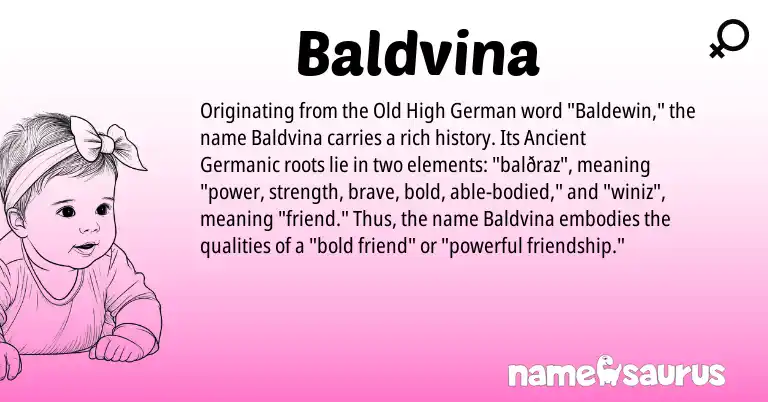 Infographic about Baldvina name meaning, Baldvina is a name from Old High German, Ancient Germanic origin(s).