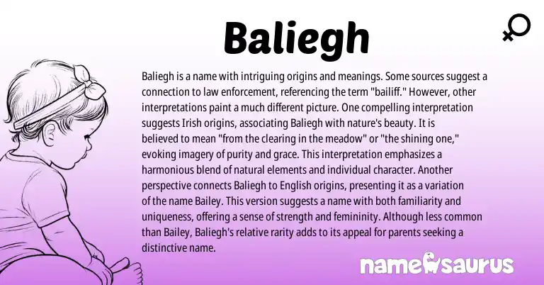 Infographic about Baliegh name meaning, Baliegh is a name from English, Irish origin(s).