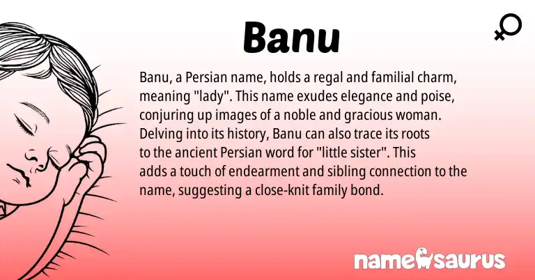 Infographic about Banu name meaning, Banu is a name from Persian origin(s).