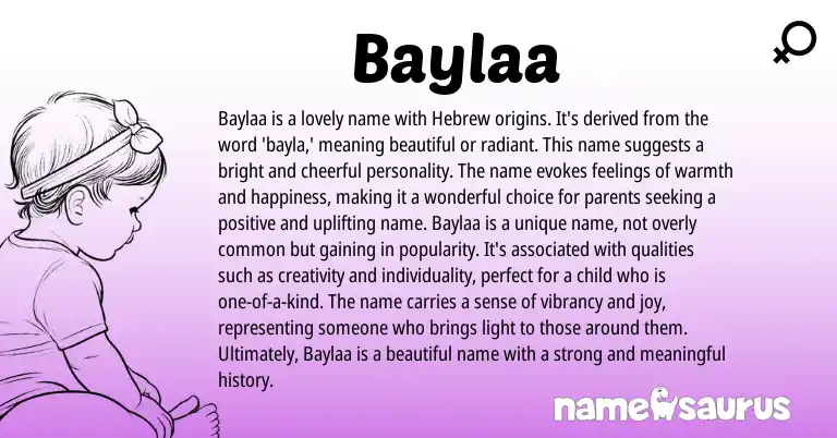 Infographic about Baylaa name meaning, Baylaa is a name from Hebrew origin(s).
