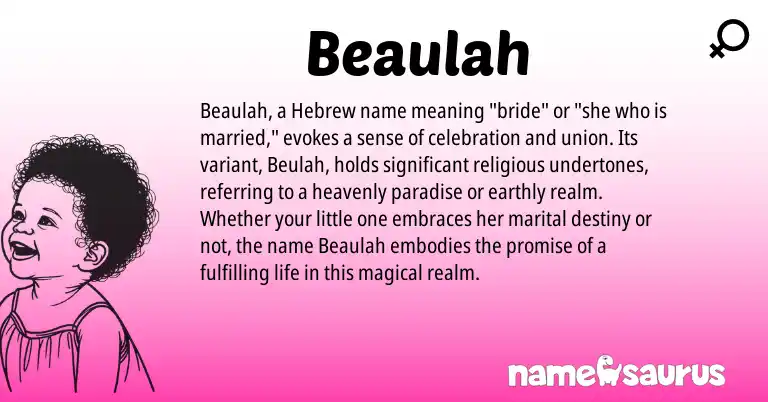 Infographic about Beaulah name meaning, Beaulah is a name from Hebrew origin(s).