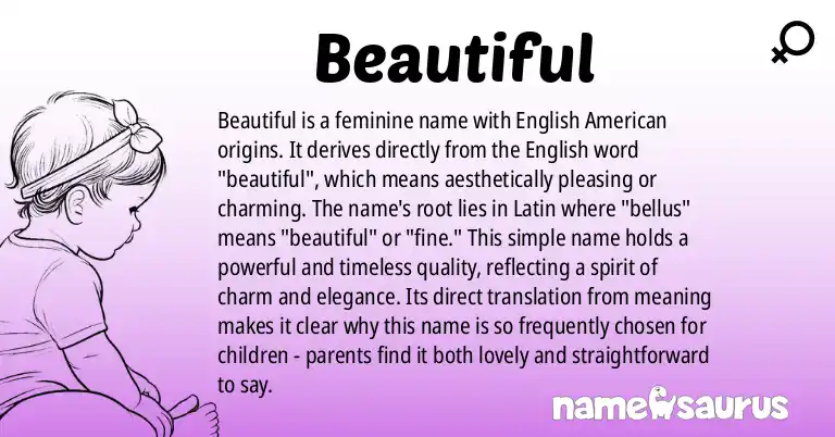 Infographic about Beautiful name meaning, Beautiful is a name from English (American) origin(s).