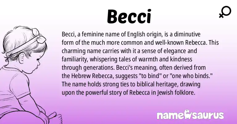 Infographic about Becci name meaning, Becci is a name from English origin(s).