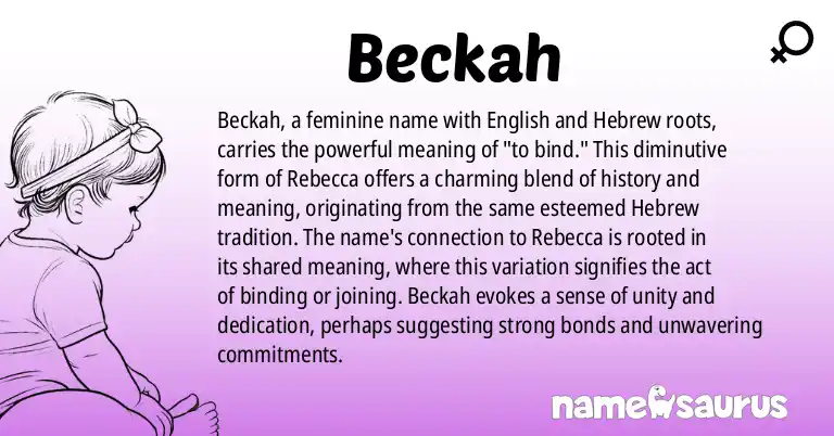 Infographic about Beckah name meaning, Beckah is a name from English, Hebrew origin(s).