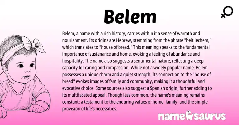 Infographic about Belem name meaning, Belem is a name from Hebrew origin(s).