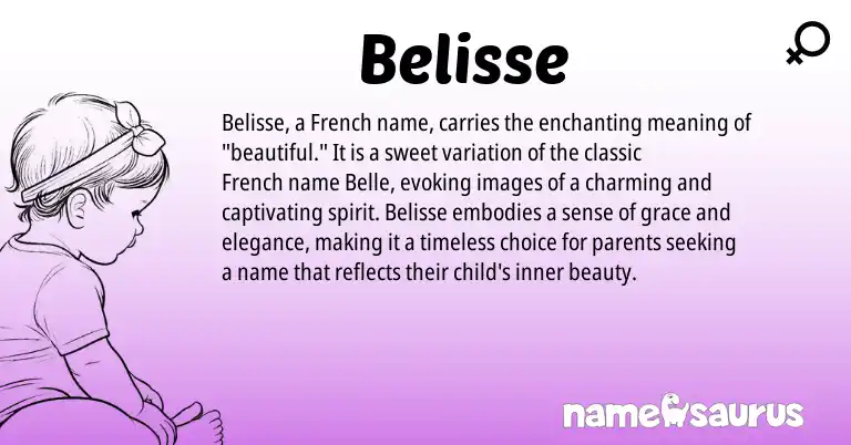 Infographic about Belisse name meaning, Belisse is a name from French origin(s).