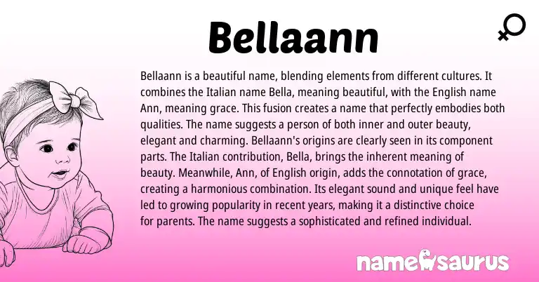 Infographic about Bellaann name meaning, Bellaann is a name from Italian, English origin(s).
