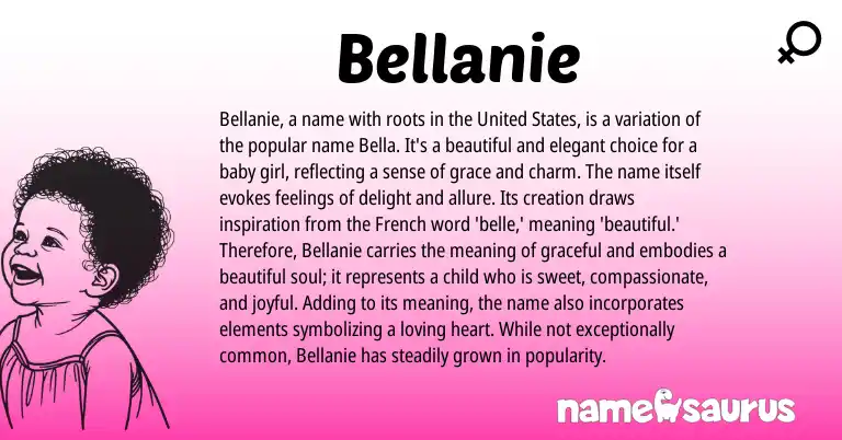Infographic about Bellanie name meaning, Bellanie is a name from English, French origin(s).