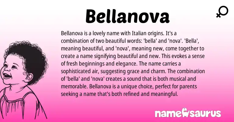 Infographic about Bellanova name meaning, Bellanova is a name from Italian origin(s).
