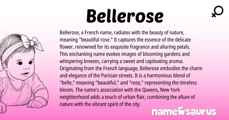 Infographic about Bellerose name meaning, Bellerose is a name from French origin(s).