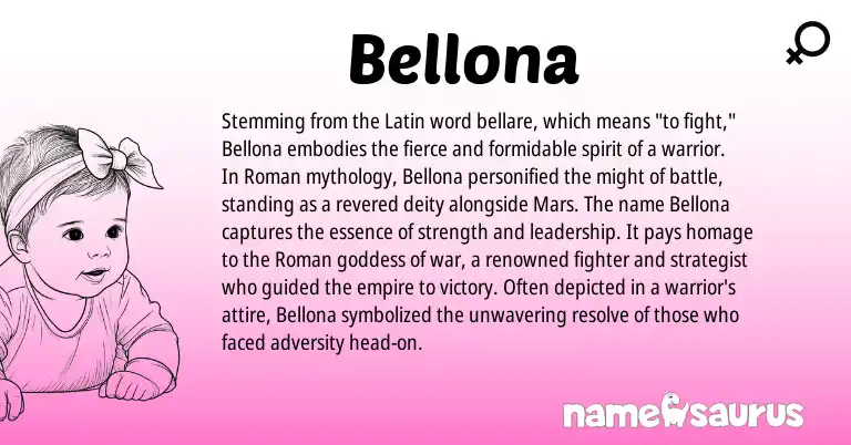 Infographic about Bellona name meaning, Bellona is a name from Roman, Latin origin(s).
