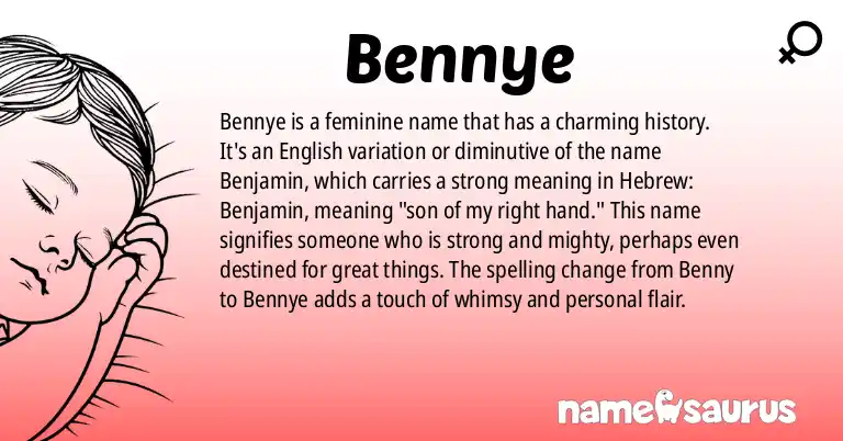 Infographic about Bennye name meaning, Bennye is a name from English origin(s).