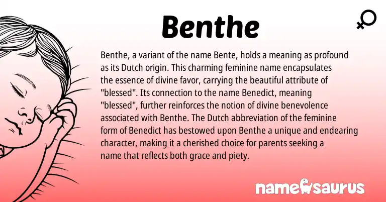 Infographic about Benthe name meaning, Benthe is a name from Dutch origin(s).