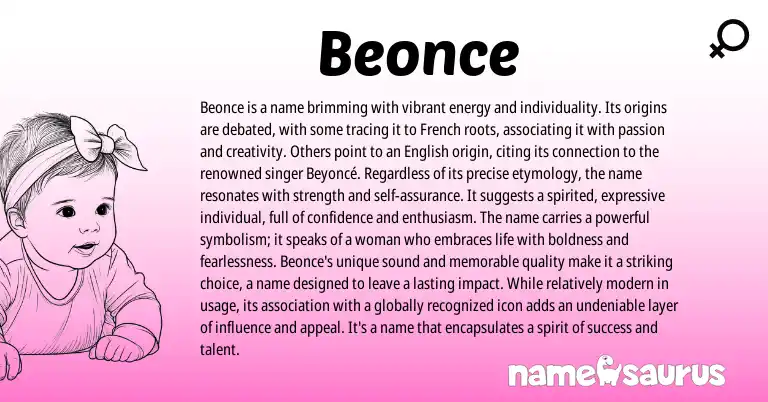 Infographic about Beonce name meaning, Beonce is a name from French origin(s).