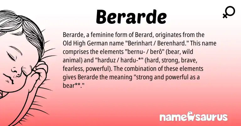Infographic about Berarde name meaning, Berarde is a name from Old High German origin(s).