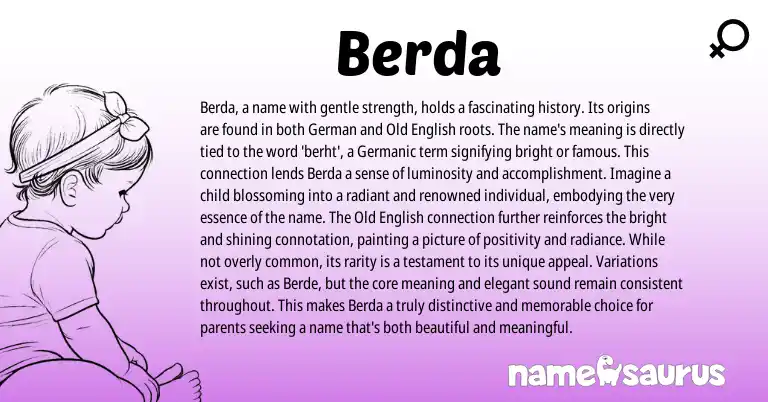 Infographic about Berda name meaning, Berda is a name from Germanic origin(s).