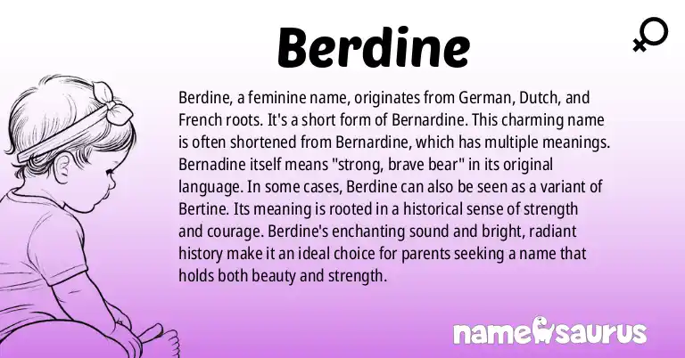 Infographic about Berdine name meaning, Berdine is a name from German, Dutch, French origin(s).