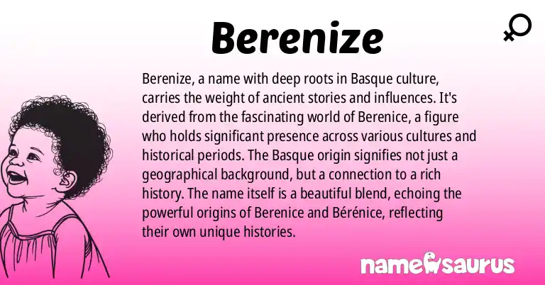 Infographic about Berenize name meaning, Berenize is a name from Basque origin(s).