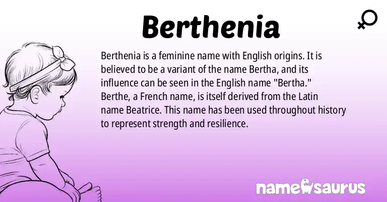 Infographic about Berthenia name meaning, Berthenia is a name from English (American) origin(s).