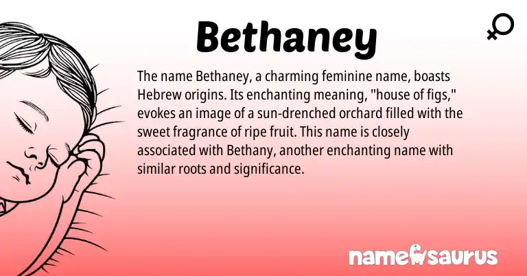 Infographic about Bethaney name meaning, Bethaney is a name from Hebrew origin(s).