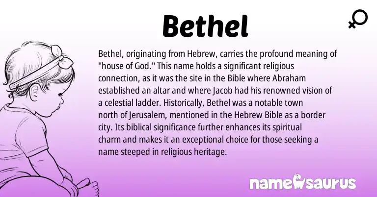 Infographic about Bethel name meaning, Bethel is a name from Hebrew origin(s).