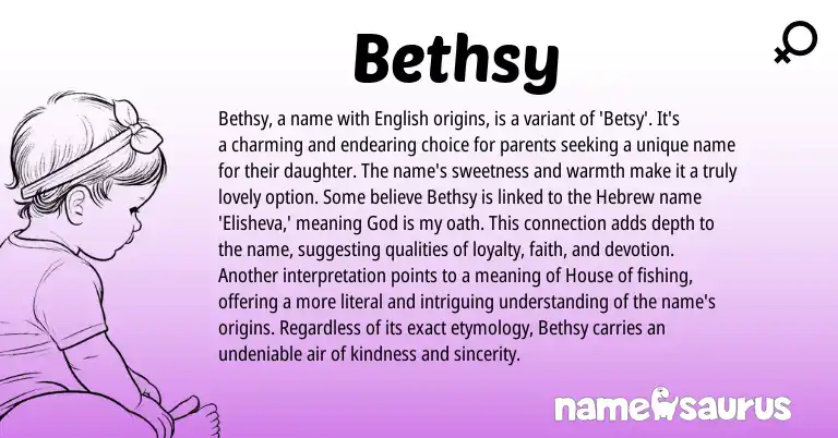 Infographic about Bethsy name meaning, Bethsy is a name from Greek, Hebrew origin(s).