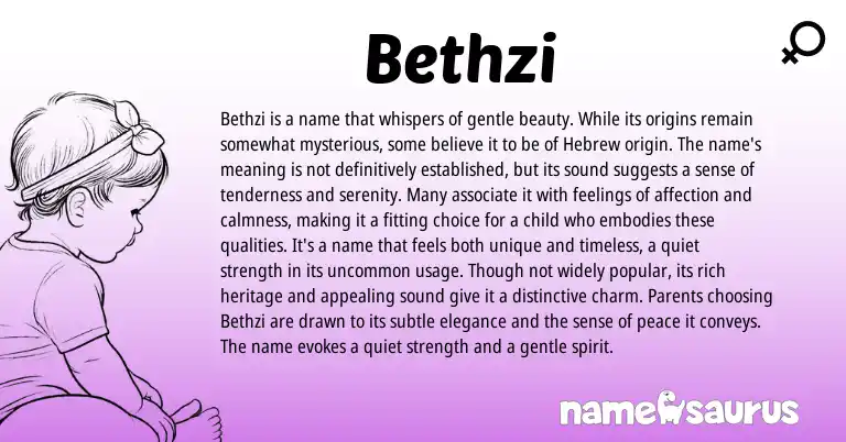 Infographic about Bethzi name meaning, Bethzi is a name from Hebrew origin(s).