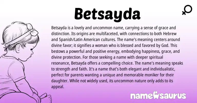 Infographic about Betsayda name meaning, Betsayda is a name from Hebrew origin(s).