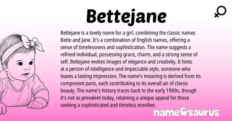 Infographic about Bettejane name meaning, Bettejane is a name from English origin(s).