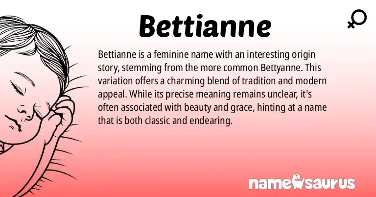 Infographic about Bettianne name meaning, Bettianne is a name from N/A origin(s).