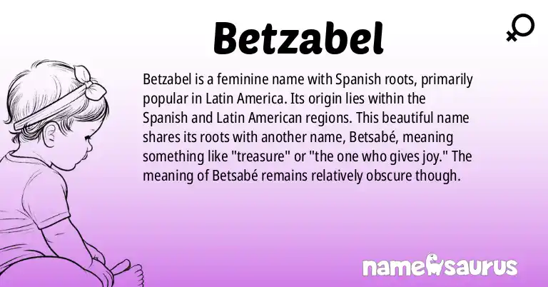 Infographic about Betzabel name meaning, Betzabel is a name from Spanish (Latin American) origin(s).