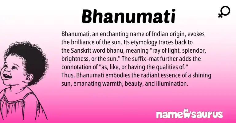 Infographic about Bhanumati name meaning, Bhanumati is a name from Sanskrit, Indian origin(s).