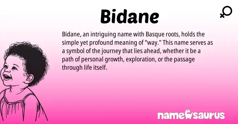 Infographic about Bidane name meaning, Bidane is a name from Basque origin(s).