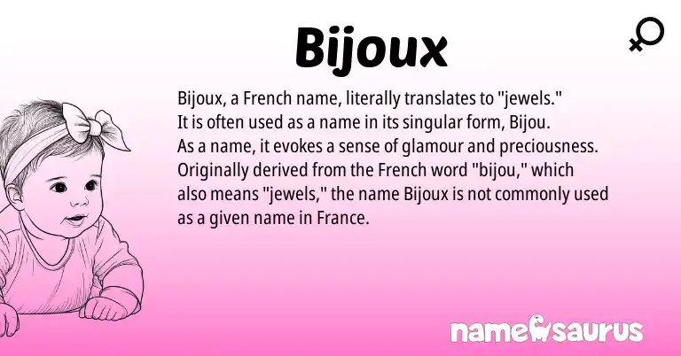 Infographic about Bijoux name meaning, Bijoux is a name from French origin(s).