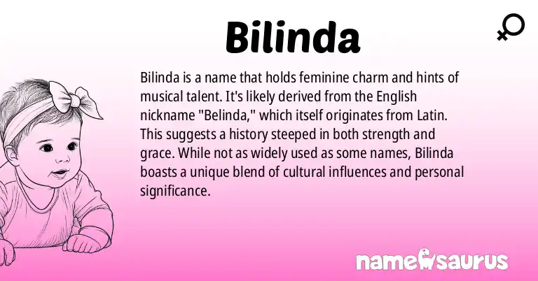 Infographic about Bilinda name meaning, Bilinda is a name from English (British) origin(s).