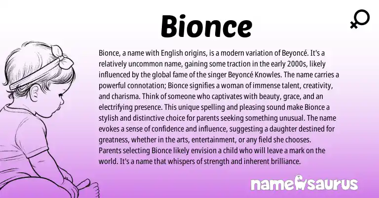 Infographic about Bionce name meaning, Bionce is a name from Other origin(s).