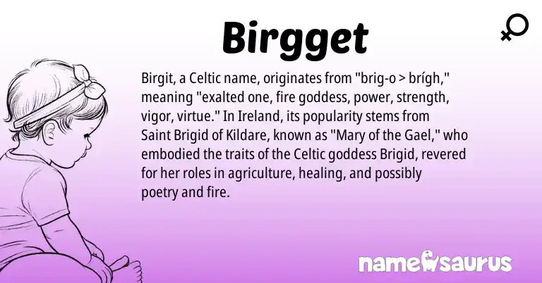 Infographic about Birgget name meaning, Birgget is a name from Ireland, Celtic origin(s).