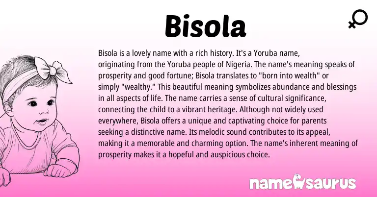 Infographic about Bisola name meaning, Bisola is a name from Yoruba origin(s).
