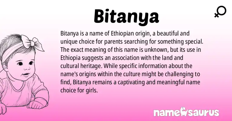 Infographic about Bitanya name meaning, Bitanya is a name from Ethiopian origin(s).